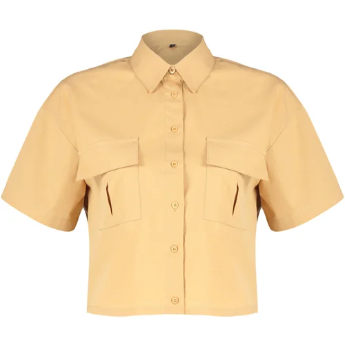 Trendyol Cotton Quality Woven Shirt With Mustard Pocket