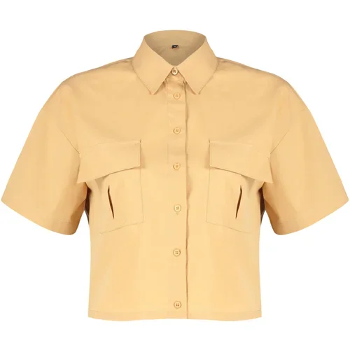 Trendyol Cotton Quality Woven Shirt With Mustard Pocket