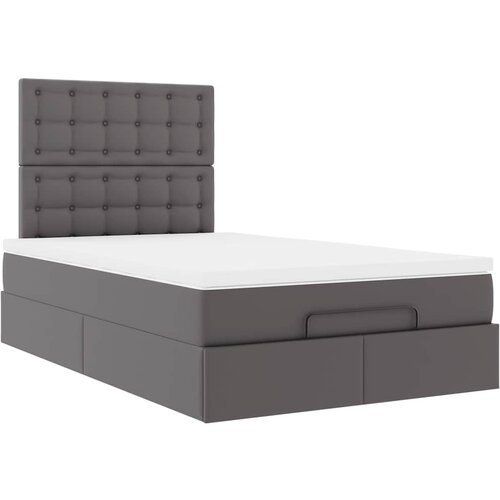 vidaXL Otomanski posteljni okvir z vzmetnico siv 120x200 cm um. usnje Cene