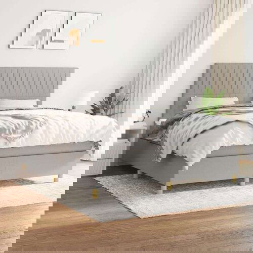  Box spring postelja z vzmetnico svetlo siva 160x200 cm žamet, (20900654) Slike