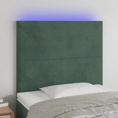 vidaXL LED posteljno vzglavje temno zeleno 100x5x118/128 cm žamet
