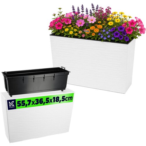 KADAX cvetlični lonec visok + vložek 19x56 cm bel vrtni lonec za teraso, (5000352801) Cene