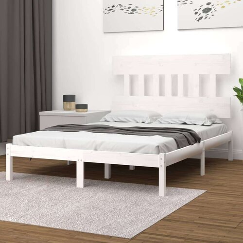  Posteljni okvir bel iz trdnega lesa 200x200 cm, (20646018) Slike