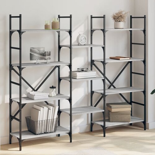 VidaXL Knjižna polica siva sonoma 160x28,5x136,5 cm inženirski les Slike