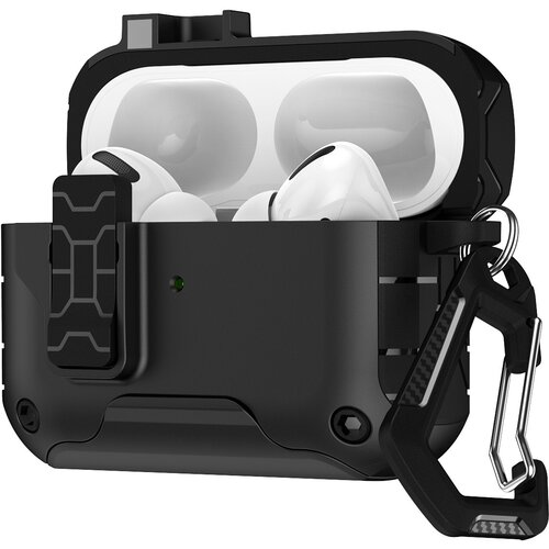 INF Za&scaron;čitno ohi&scaron;je, združljivo z AirPods Pro/Pro 2, TPU+PC, črno, z varnostno ključavnico in karabinom, (5000074624) Cene