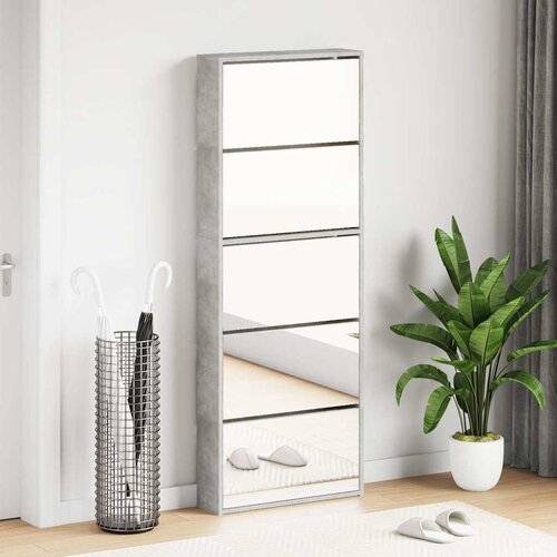 Ormarić za cipele s ogledalom i 5 razina sivi 63x17x169,5 cm Cijene