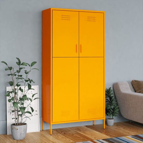 VidaXL Garderobna omara gorčično rumena 90x50x180 cm jeklo Slike