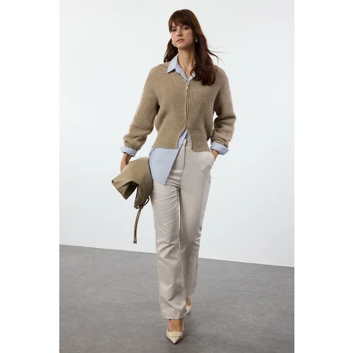 Trendyol Beige Flare Pattern Woven Trousers