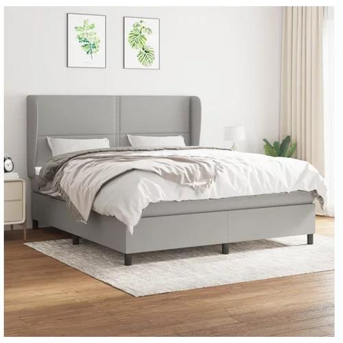  Box spring postelja z vzmetnico svetlo siva 160x200 cm žamet