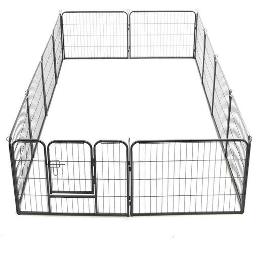  Ograda za pse s 12 ploča od čelika 80 x 60 cm crna Slike