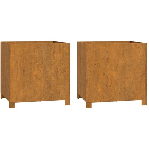 Maison Chic Cvetlično korito - Cvetlični Lonec z nogami 2 kosa zarjavelo 49x47x50 cm jeklo, (21790629) Slike