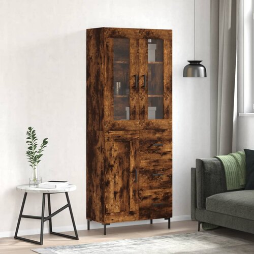 VidaXL Visoka komoda dimljen hrast 69,5x34x180 cm inženirski les Slike
