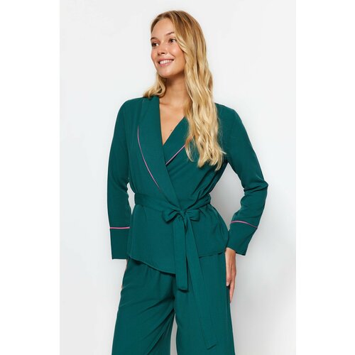 Trendyol Pajama Set - Green - Plain Cene