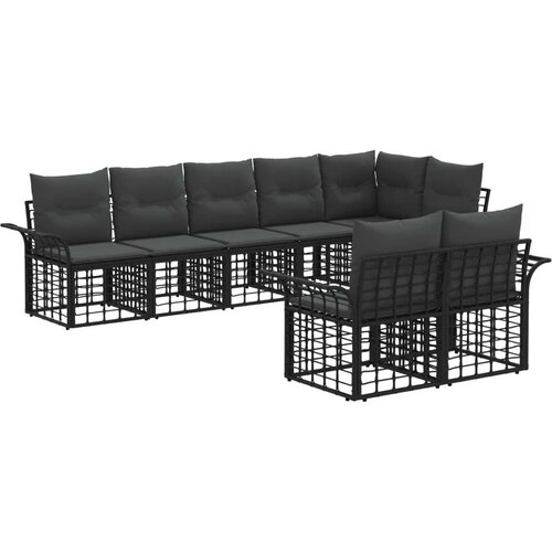  Set vanjskih sofa s jastukom 8 pcs Crna i tamno siva Poliester Cijene