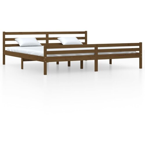 Maison Chic Posteljni okvir - Dvoposteljna postelja - Zakonska postelja medeno rjav iz trdnega lesa 200x200 cm-J5276, (21760151) Slike