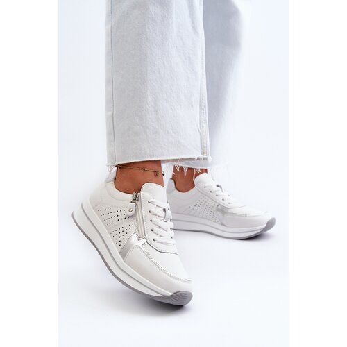 EVENTO Women's Leather Platform Sneakers White Ligustra Cijene