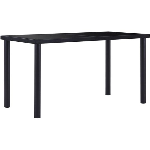 Blagovaonski stol crni 140 x 70 x 75 cm od kaljenog stakla Slike