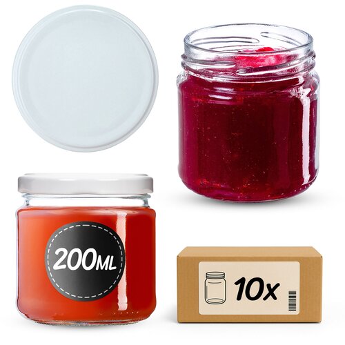 KADAX 10 kosov kozarcev 200 ml steklene marmelada marmelada med + pokrovčki Fi66, (5000354921) Cene