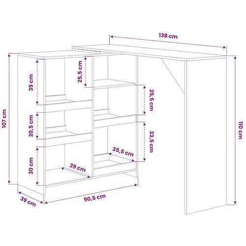  Barski stol s pomičnom policom crni 138 x 39 x 110 cm Slike