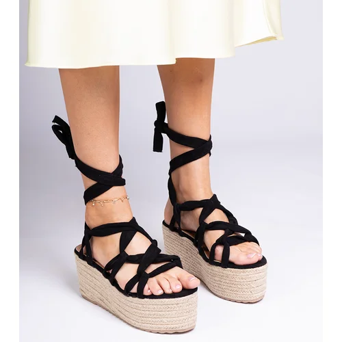 D/CEO marka niezdefiniowana Black espadrille sandals on a high platform Narita