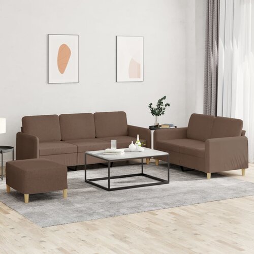  3-dijelni set sofa s jastucima smeđi od tkanine Slike