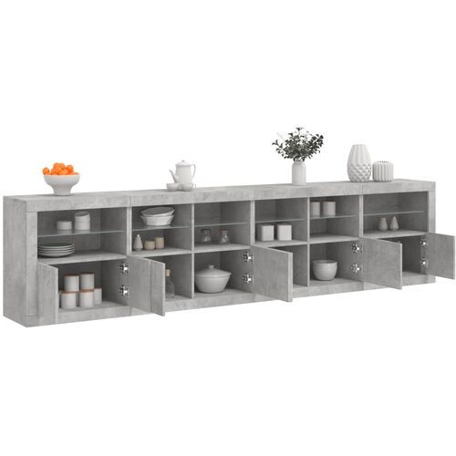  Komoda s LED svjetlima siva boja betona 283x37x67 cm Cijene