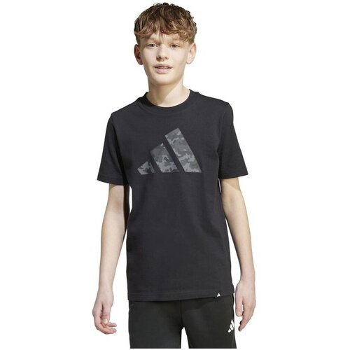 Adidas Majica za dečake J Camo T, JV5079, Crna Cene