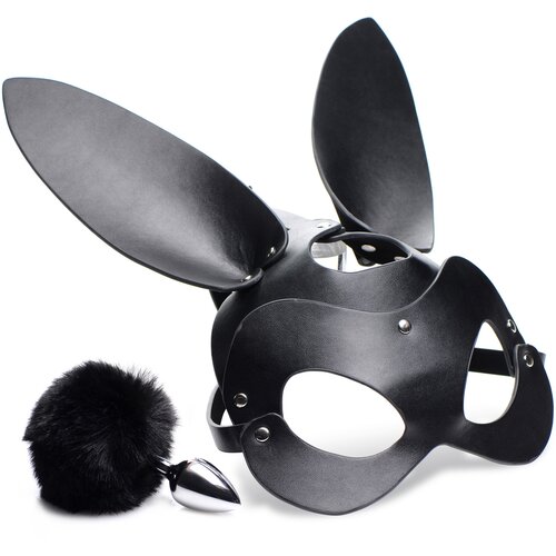 Tailz Bunny Tail Anal Plug and Mask Set Black Slike