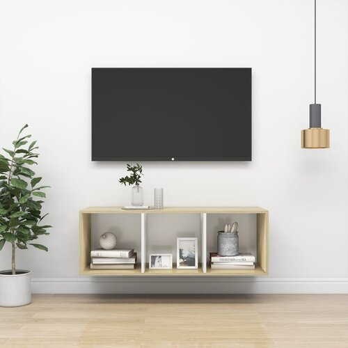 The Living Store Stenska TV omarica sonoma hrast in bela 37x37x107 cm iverna pl. - TV Omarica, (21376718) Slike