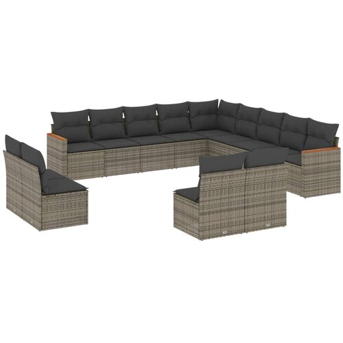  13-dijelni set vrtnih sofa od poliratana s jastucima sivi Slike