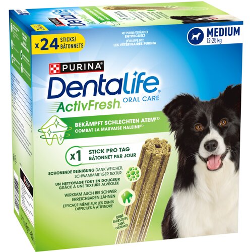 3 + 1 gratis! Purina Dentalife grickalice za svakodnevno či&scaron;ćenje zuba - Dentalife Active Fresh, za pse srednje veličine (4 x  24 komada) Cijene