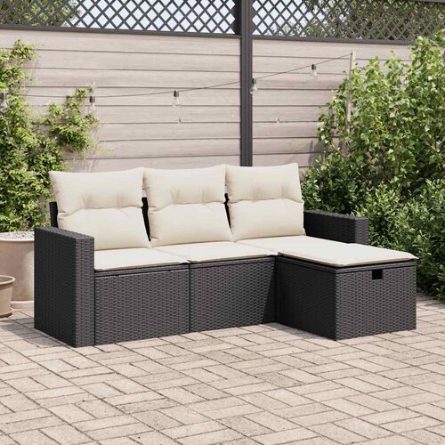  4-dijelni set vrtnih sofa od poliratana s jastucima crni Cijene