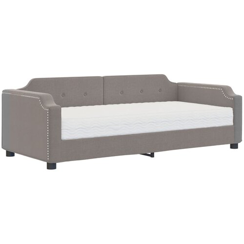  Dnevni krevet s madracem smeđesivi 80 x 200 cm od tkanine Slike