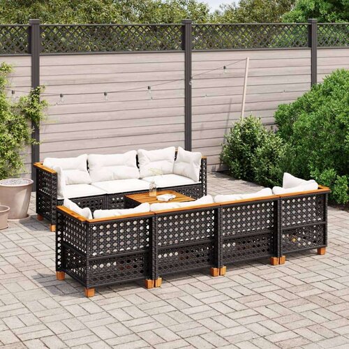 vidaXL 8-dijelni set vrtnih sofa od poliratana s jastucima crni Cijene