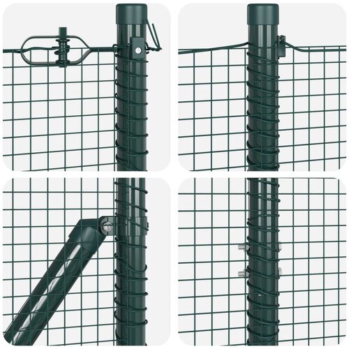 VidaXL Zavarena žičana ograda s 13 postolja u obliku flanged Zelena 1.4x50 m Čelik Slike