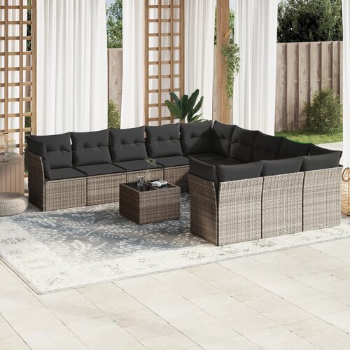 vidaXL 12-dijelni set vrtnih sofa poliratan s jastucima svijetlosivi Cijene