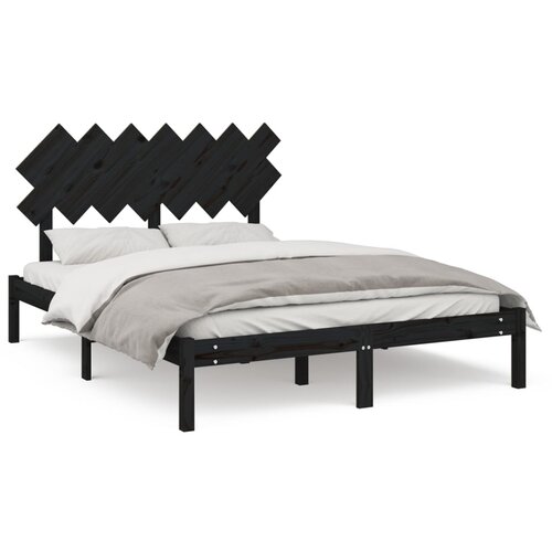  Okvir za krevet crni 140x190 cm od masivnog drva Slike