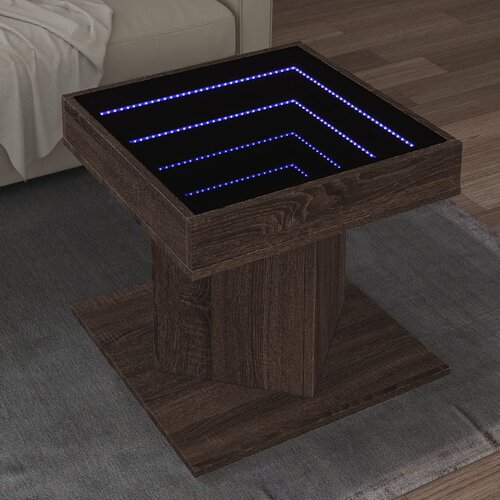 Furnova Klubska mizica LED rjavi hrast 50x50x45 cm inženirski les, (21913023) Cene