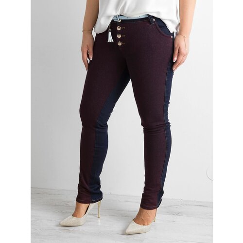 Fashion Hunters Dark blue jeans with a knitted PLUS SIZE insert Slike