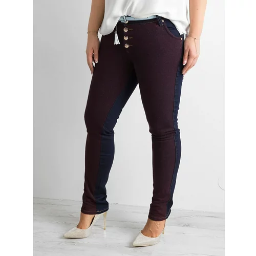 Fashion Hunters Dark blue jeans with a knitted PLUS SIZE insert