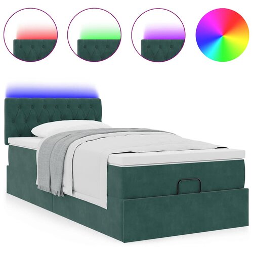 VidaXL Otomanski posteljni okvir z vzmetnico zelen 80x200 cm žamet, (21609986) Slike
