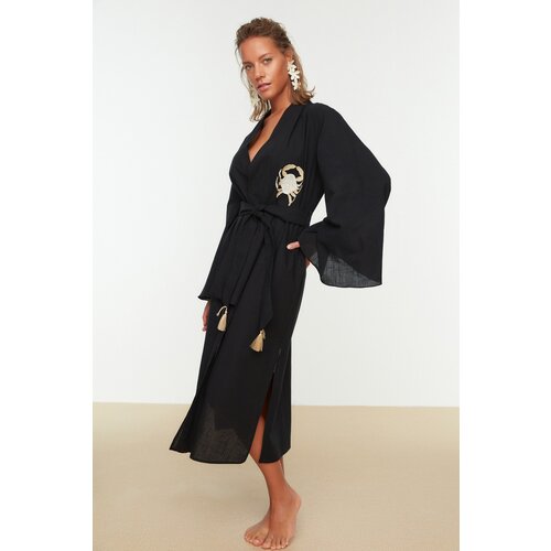 Trendyol Black Lobster Embroidered Kimono&Caftan Cene