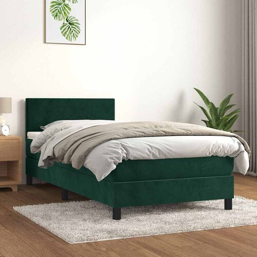 Box spring krevet s madracem tamnozeleni 90x190 cm baršunasti Cene