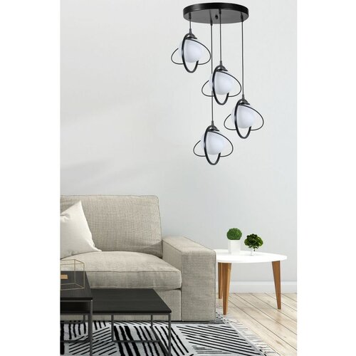 Opviq nepal 4 Lü tepsili siyah beyaz Camlı Sarkıt blackwhite chandelier Cene