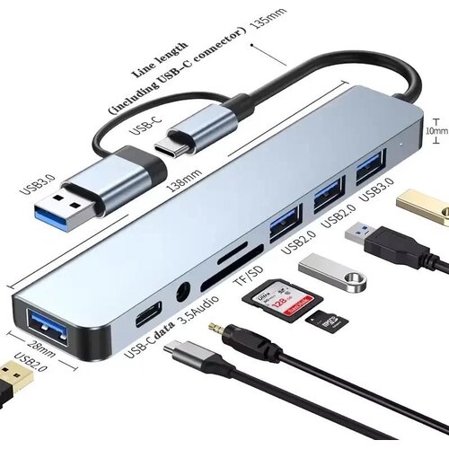  Multifunkcionalni 8-u-1 USB Hub Slike