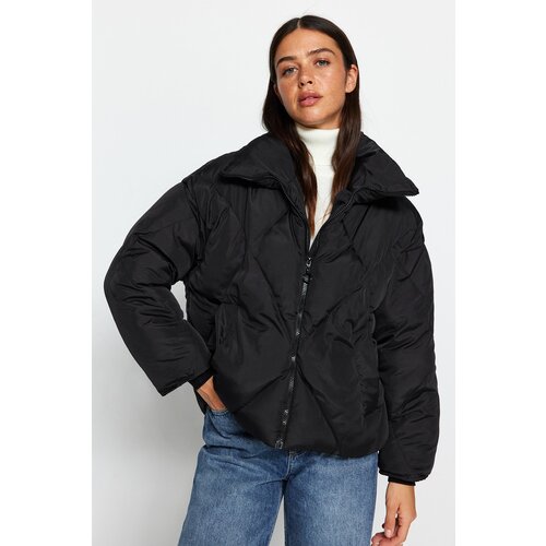 Trendyol Black Oversize Water Repellent Inflatable Quilted Coat Slike