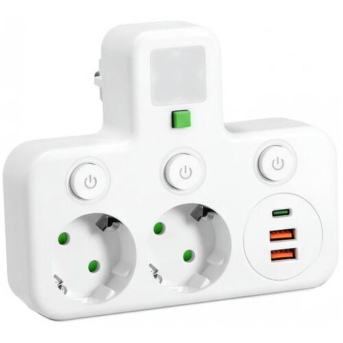  Produžni razdelnik sa prekidačem i LED osvetljenjem LINEA 2Z + 3xUSB A/C SCHUKO 4000K bela Cene