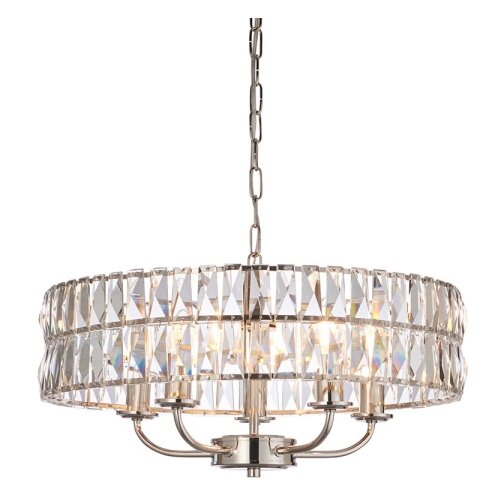  Endon 104467 - Luster na lancu CLIFTON 5xE14/6W/230V, sjajni hrom/prozirno staklo Slike