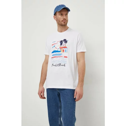 Paul&Shark Pamučna majica za muškarce, boja: bijela, s tiskom
