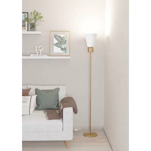 Eglo podna lampa Aglientina 900378, 1x E27, 170 cm, brušeni mesing/bijelo sjenilo Cene